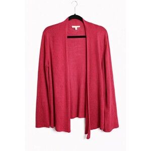 Eileen Fisher Linen Slub Cardigan Large Berry